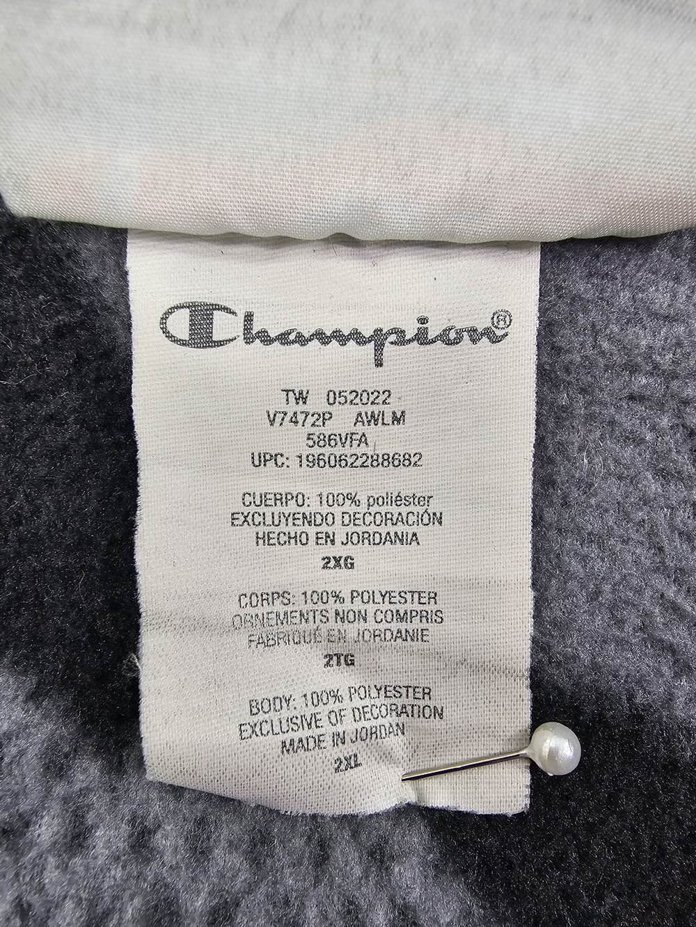 Champion Athleticwear Camo Fleece Jacket Men's 2XL Grey Black Snap Shacket Logo - Picture 6 of 7